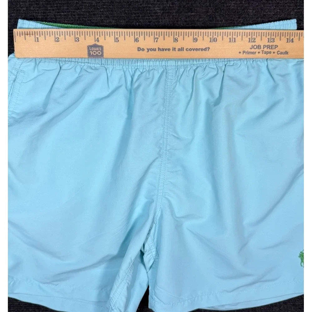 Polo Ralph Lauren Men's Teal Green Mesh Lined Swim Trunks Mid Rise Drawstring M